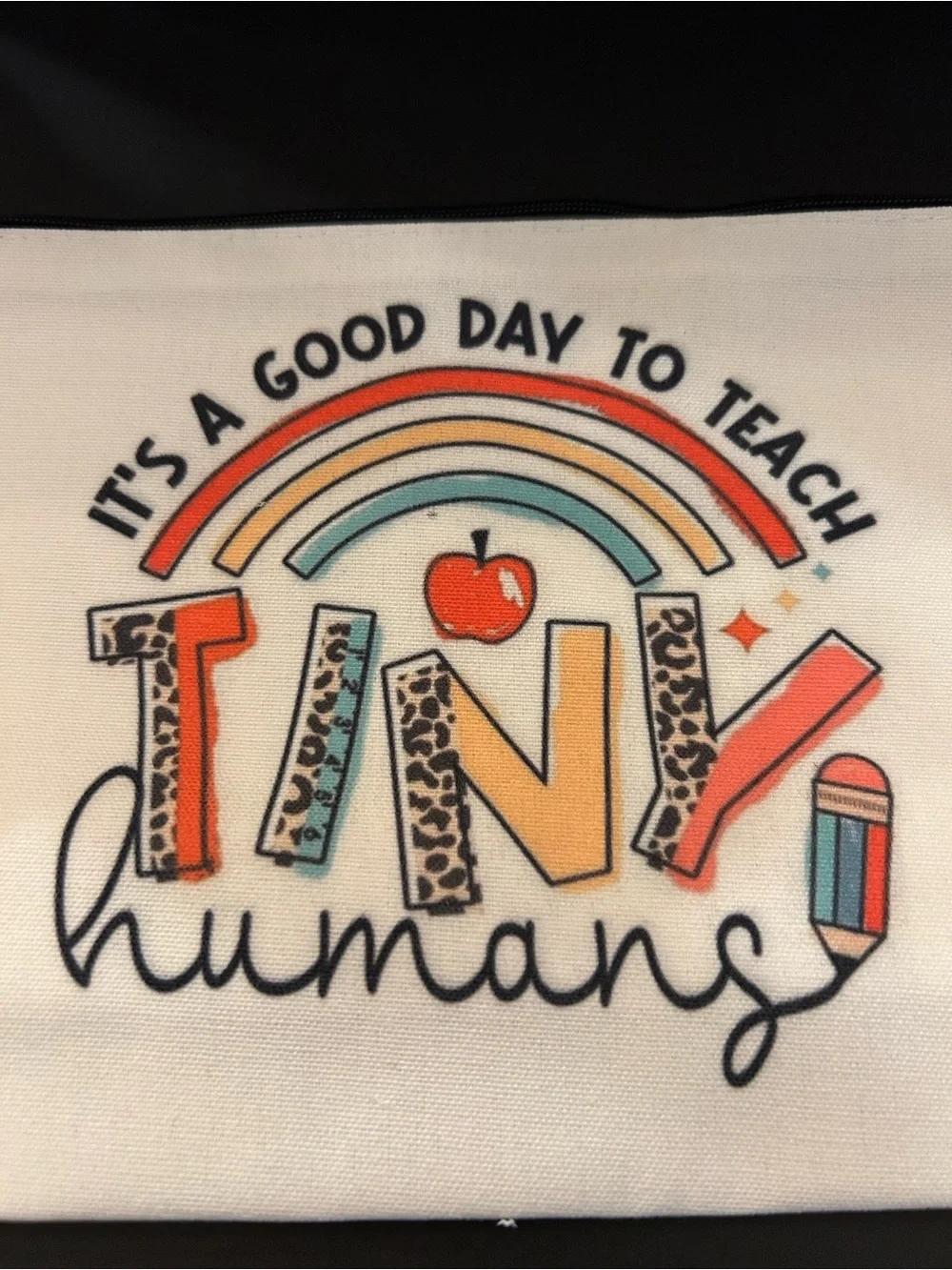 Teacher Themed Canvas Zipper Storage Pouch with 8 Colorful Sayings Available NIP